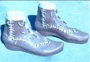 picture of custom made molded boots with 5 laced adjustment points.